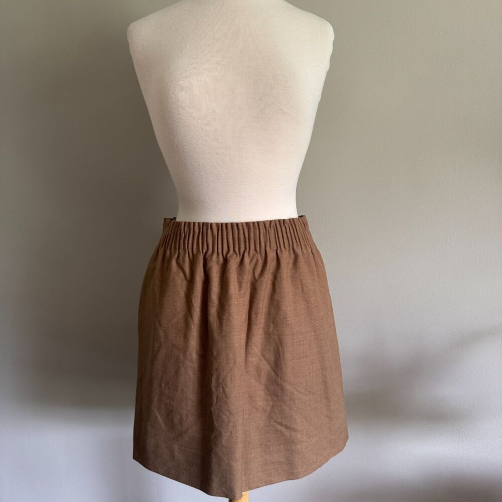 J. Crew Wool Blend Tan Elastic Waist Skirt | Size 10